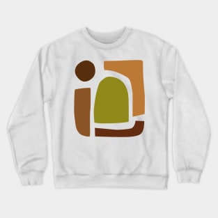 Warm Toned Green Boho Abstract Shapes line Art Design Crewneck Sweatshirt